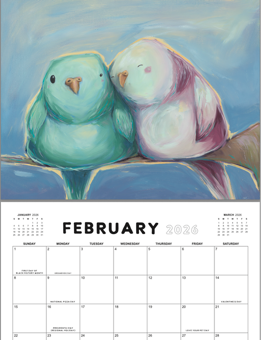 Lovebirds with February calendar preview