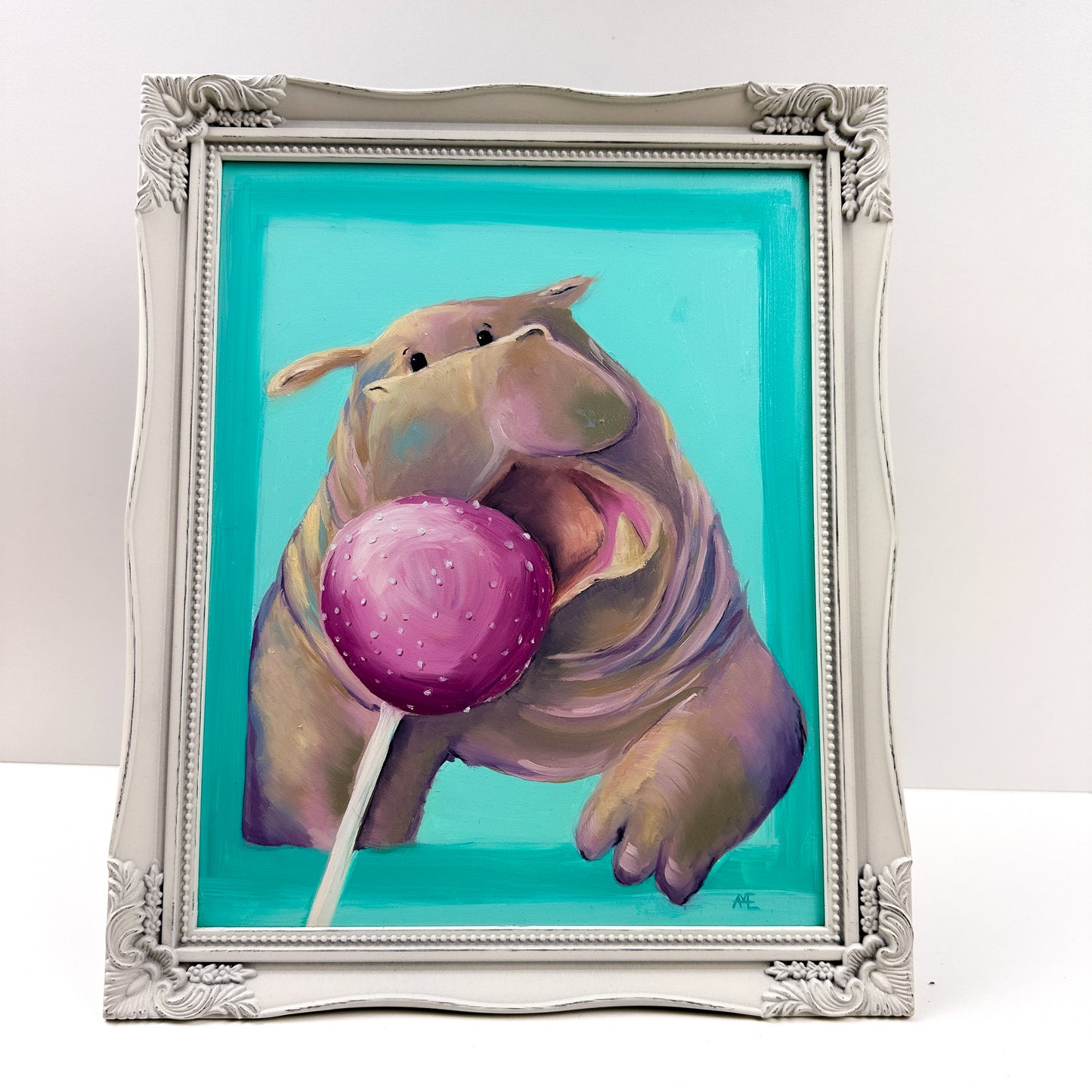 Hob the Hippo Original Oil Painting