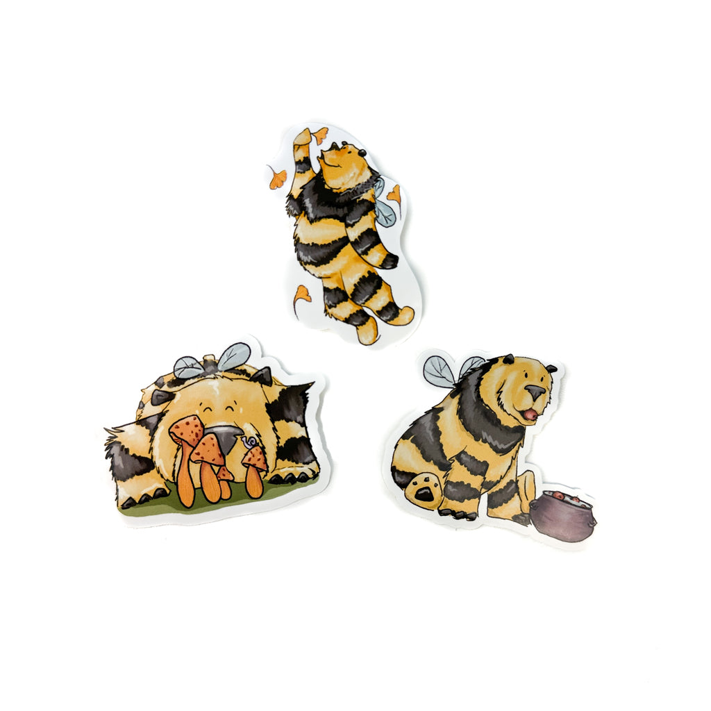 Bumble Bear in Autumn, Vinyl Sticker Pack