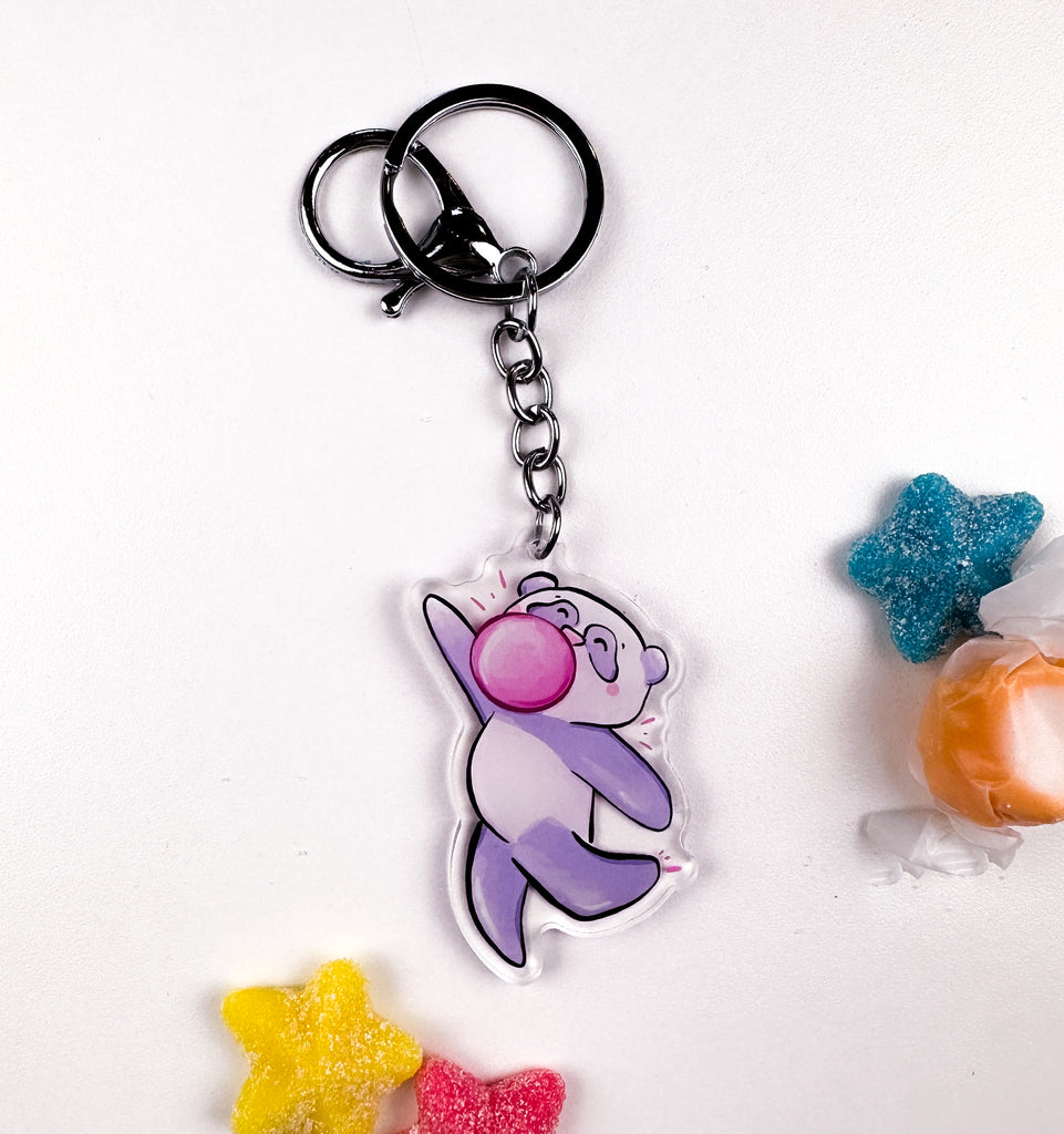 Bubble Gum Panda Acrylic Keychain