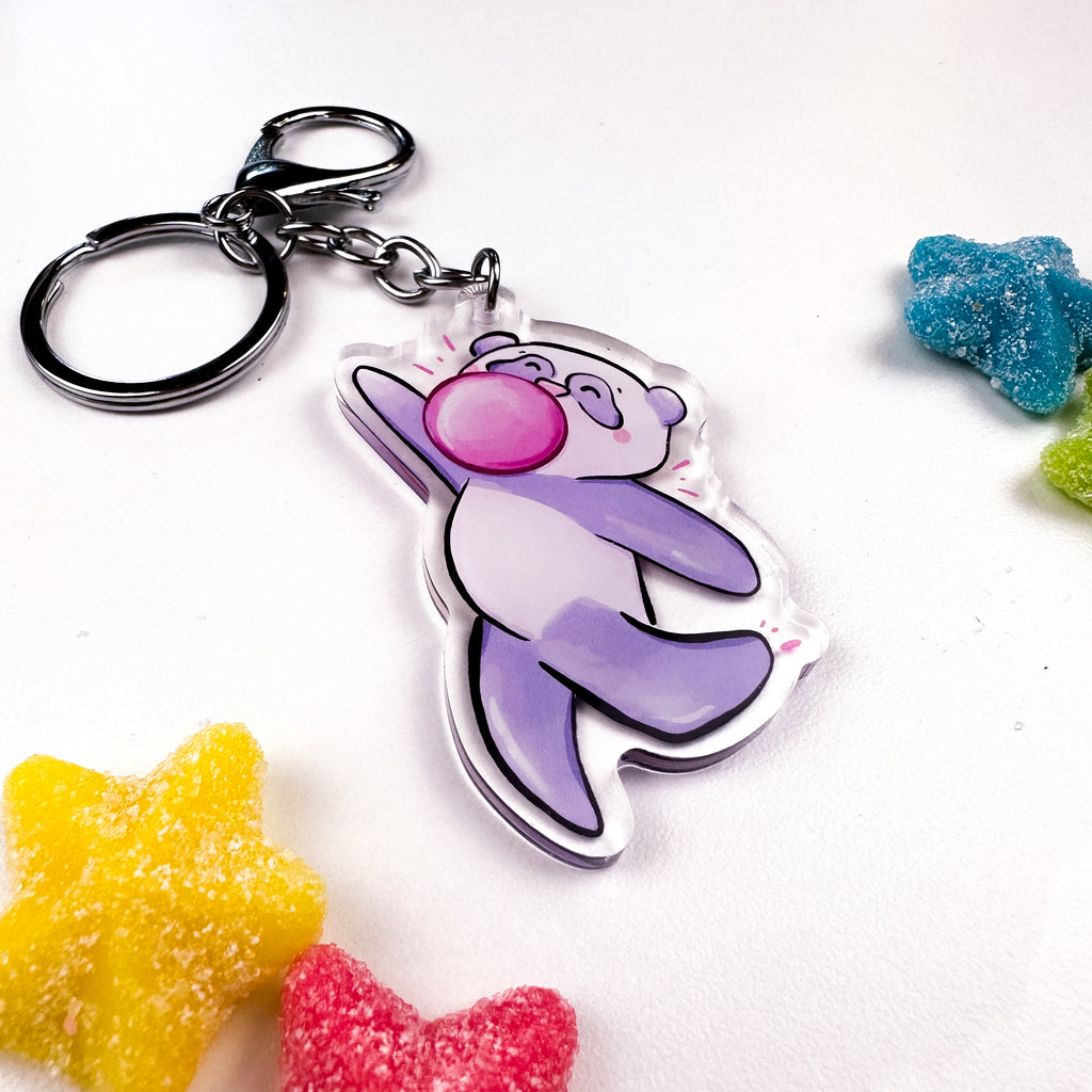 Bubble Gum Panda Acrylic Keychain
