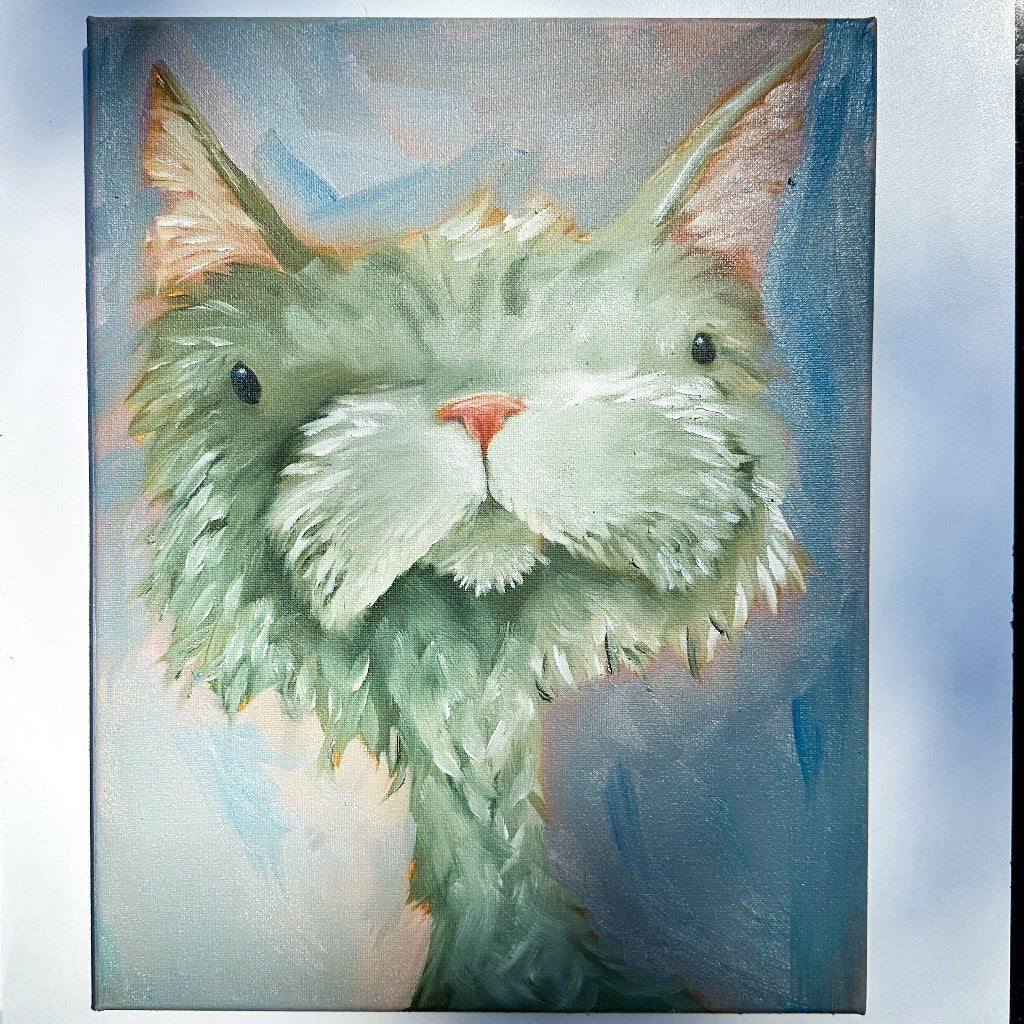 Quirky Pet Portrait, Commissioned Oil Painting