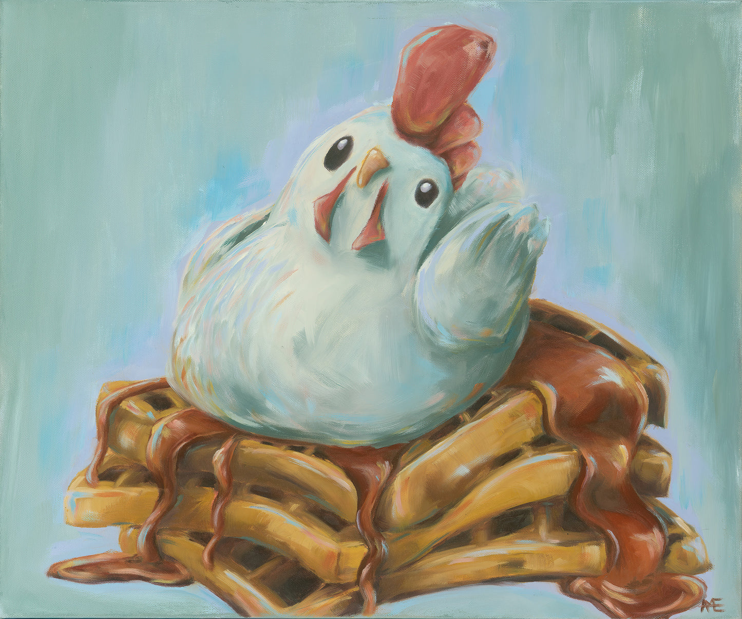 Chicken & Waffles | Original Oil Painting
