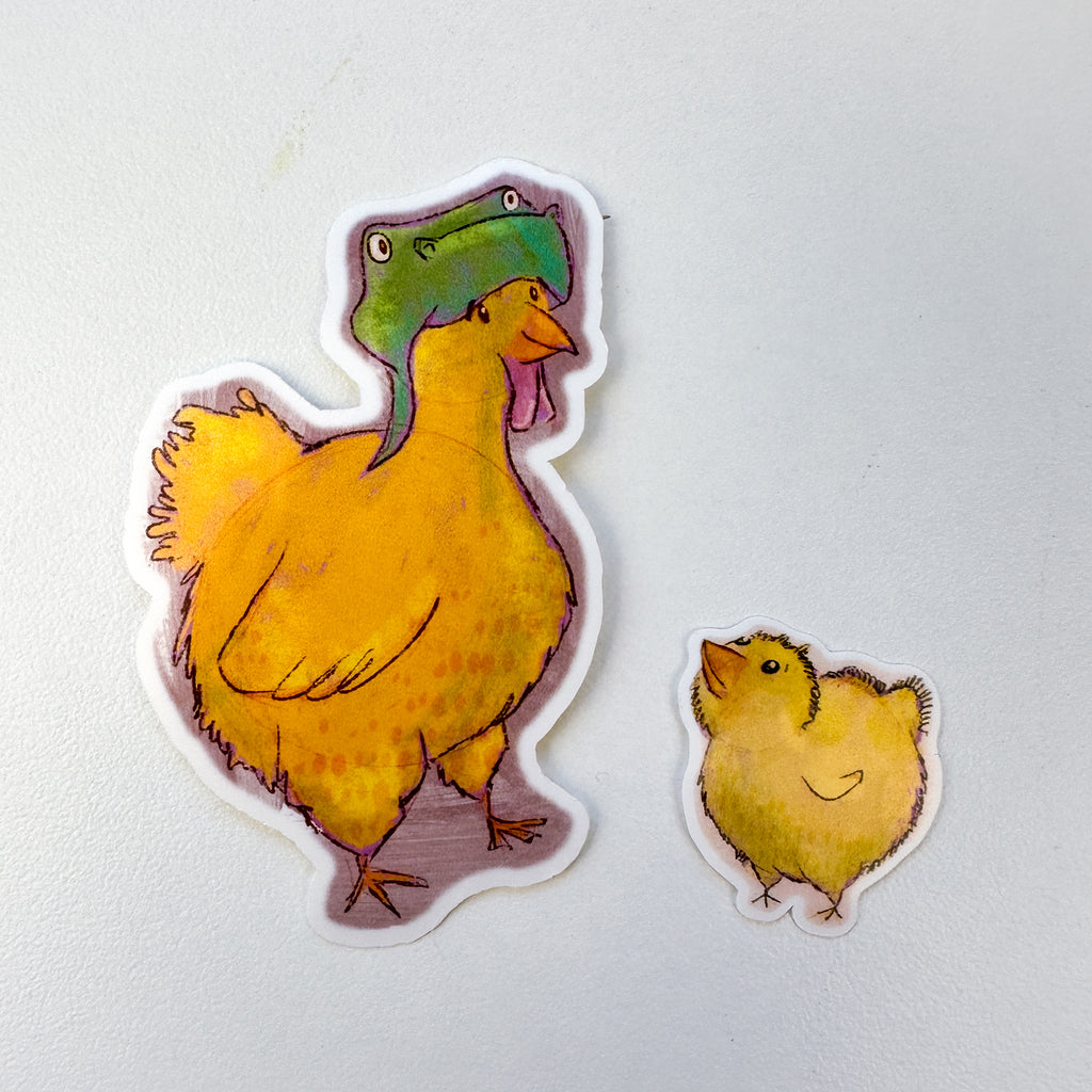 Hen and Chick Vinyl Sticker