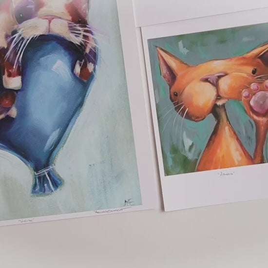 video of Margot the cat paired with other complimentary cat artwork. 