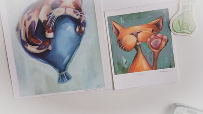 video of Margot the cat paired with other complimentary cat artwork. 